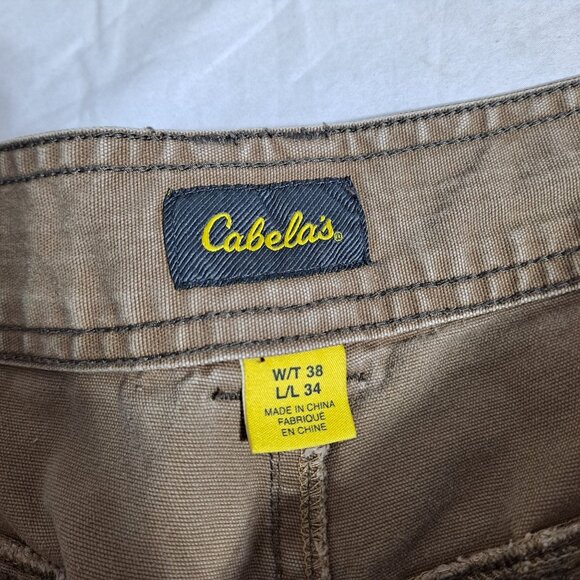 Cabela's Cargo Pants Men 38 x 34 Double Knee Workwear Biege Straight Gorpcore - Picture 3 of 8